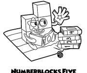 Coloriage Numberblock 5 en lisant un livre