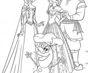 Coloriage et dessins gratuit Elsa reine de neige et Olaf à imprimer
