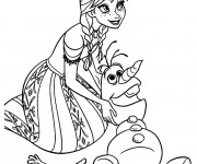 Coloriage et dessins gratuit Olaf et Anna à imprimer