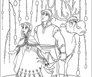 Coloriage et dessins gratuit Olaf, Sven et Anna à imprimer