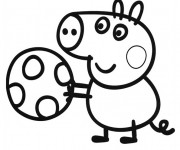 Coloriage et dessins gratuit Peppa Pig joue au Ballon à imprimer