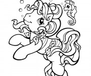 Coloriage et dessins gratuit Mon petit poney nage à imprimer