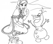 Coloriage Reine des Neiges Anna et Olaf en ligne