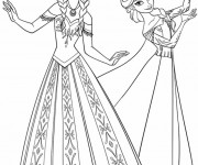 Coloriage et dessins gratuit Reine des Neiges Elsa et Anna en ligne à imprimer