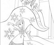 Coloriage Reine des Neiges Elsa et Anna s'amusent ensemble