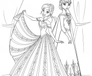 Coloriage Reine des Neiges et Anna en ligne simple