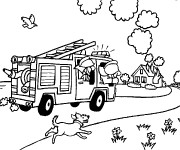 Coloriage et dessins gratuit Camion Pompier lutte contre l'incendie à imprimer