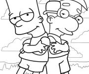 Coloriage Bart Simpson avec son ami