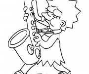 Coloriage Simpson Lisa joue au saxophone