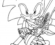 Coloriage et dessins gratuit Sonic avec épée à imprimer