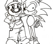Coloriage et dessins gratuit Sonic et Mario amis à imprimer