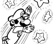 Coloriage et dessins gratuit Mario attrape les étoiles à imprimer