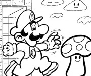 Coloriage et dessins gratuit Personnage Mario champignon à imprimer