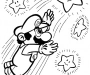 Coloriage Super Mario Bros attrape les étoiles facile