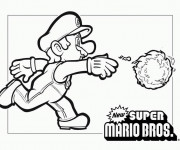 Coloriage Super Mario jette la boule de feu