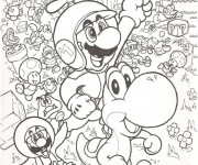 Coloriage Tous les personnages de Mario