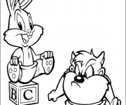 Coloriage et dessins gratuit Bébé Looney Tunes Bunny et Taz à imprimer