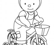 Coloriage et dessins gratuit Tchoupi sur son vélo à imprimer