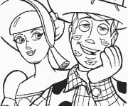 Coloriage Bergère et Woody amoureux personnages