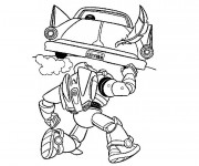 Coloriage et dessins gratuit Buzz l’Eclair lève une voiture à imprimer