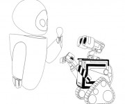 Coloriage Wall-E robot et Eve