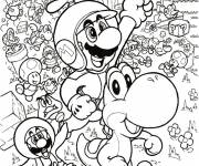 Coloriage Mario, Yoshi et leurs amis