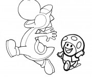 Coloriage et dessins gratuit Yoshi et Toad à imprimer