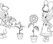 Coloriage et dessins gratuit Les zouzous arrosent les fleurs à imprimer