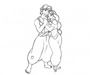 Coloriage Aladdin et Jasmine s'aiment