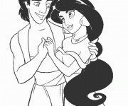 Coloriage Disney Aladdin et Jasmine