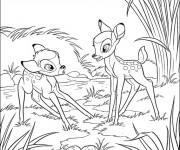 Coloriage Bambi est surpris de Féline