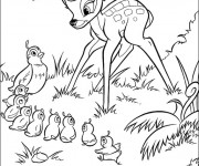 Coloriage et dessins gratuit Bambi et Madame Caille à imprimer