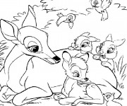 Coloriage et dessins gratuit Bambi et sa mère à imprimer