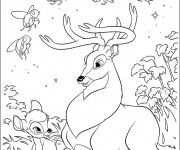 Coloriage Le grand prince de la forêt et Bambi