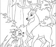 Coloriage Le grand prince de la forêt et Bambi se discutent