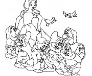 Coloriage Blanche Neige et les 7 nains