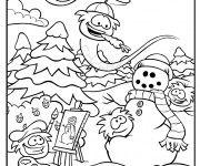 Coloriage Club Penguin et la neige