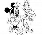 Coloriage et dessins gratuit Daisy et Minnie à imprimer