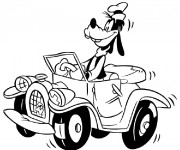 Coloriage Dingo conduit une voiture