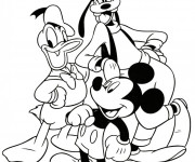 Coloriage et dessins gratuit Dingo, Donald et Mickey à imprimer