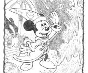 Coloriage Mickey et le monde de magie dans Fantasia