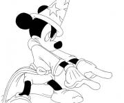 Coloriage Sorcier Mickey Mouse du Film Fantasia Disney
