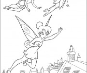 Coloriage Fee Clochette entrain de voler avec ses amies