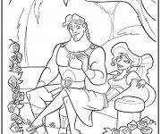 Coloriage Hercule et Megara dans le jardin