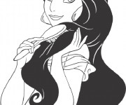 Coloriage et dessins gratuit Jasmine brosse ses cheveux noirs à imprimer