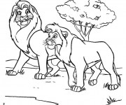 Coloriage et dessins gratuit Mufasa et Simba en balade à imprimer