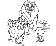 Coloriage et dessins gratuit Simba, Pumbaa et Timon à imprimer