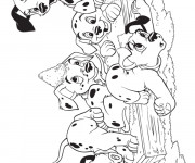 Coloriage et dessins gratuit Les adorables petits dalmatiens à imprimer
