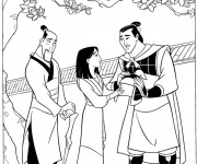 Coloriage Mulan et capitaine Shang