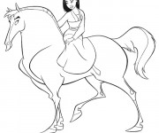 Coloriage et dessins gratuit Mulan et son cheval Khan à imprimer